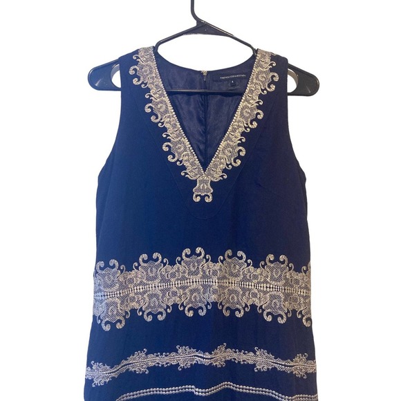 French Connection Midnight Moscow Dress with Metallic Lace Embroidery - … - Picture 5 of 6